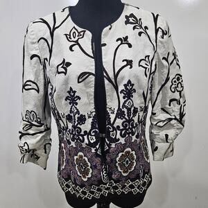 Coldwater Creek Lined Floral Cardigan Size 10 Sequence Cottagecore Mature Career